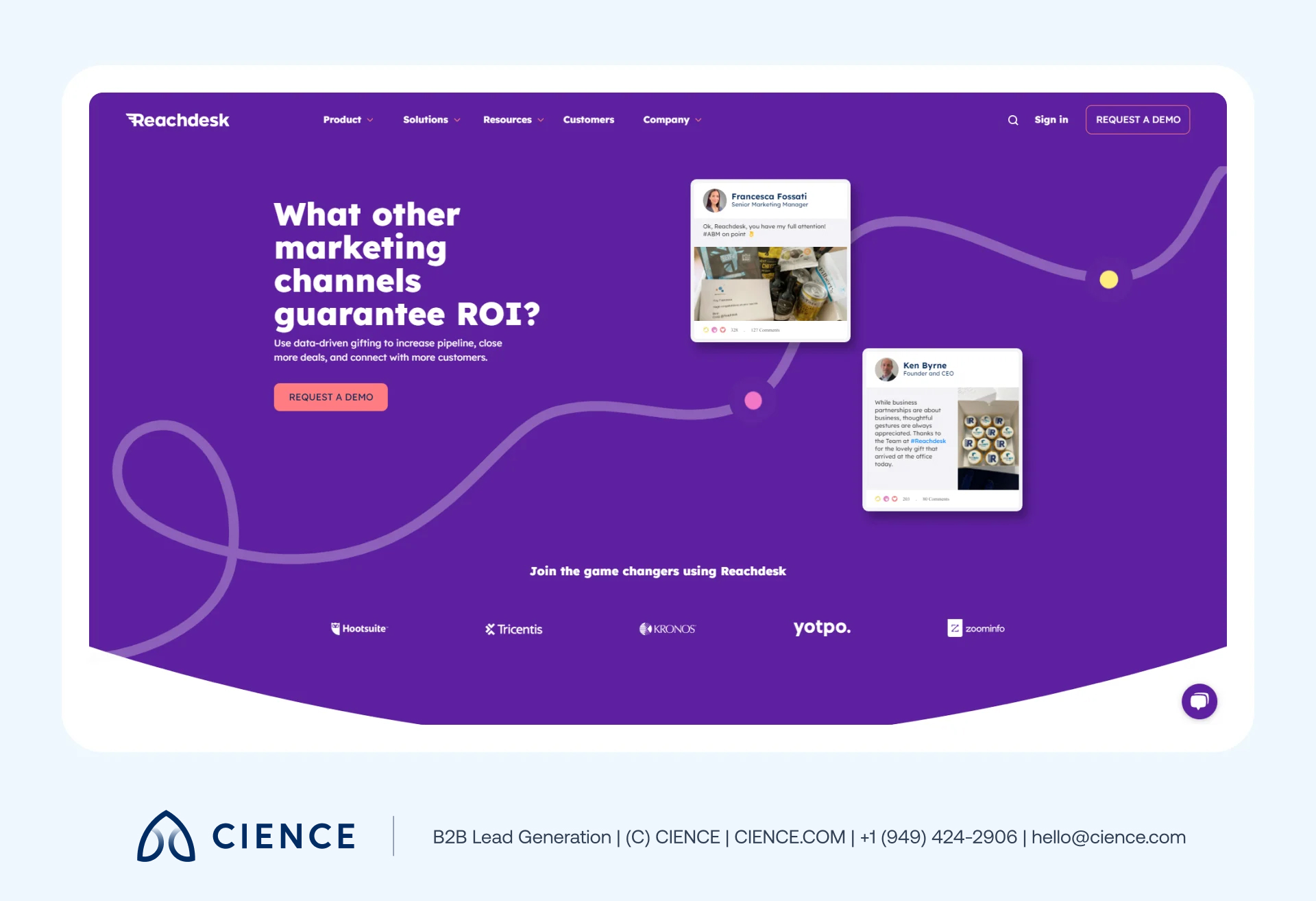 Reachdesk ABM gifting platform interface showing personalized direct mail and gift campaign management